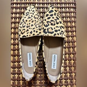 Steve Madden Real Fur Leopard Flats